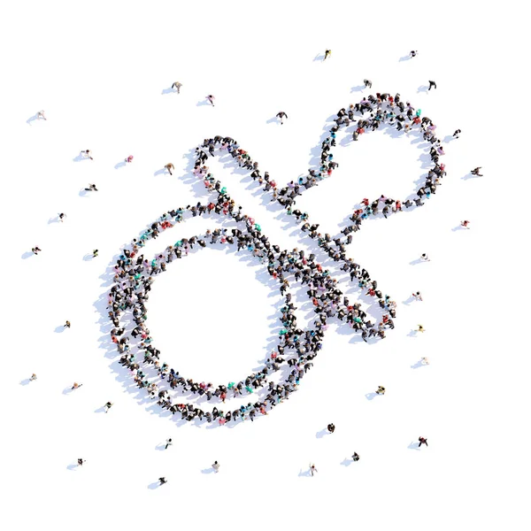 Egy csomó ember formában cumi ikon. 3D-leképezés. — Stock Fotó