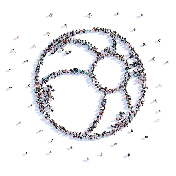 Een heleboel mensen vormen childs bal, pictogram. 3D-rendering. — Stockfoto