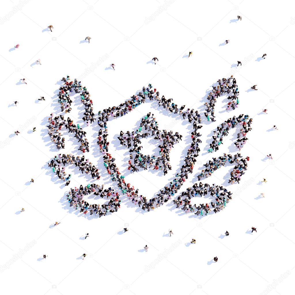 A lot of people form award, icon . 3d rendering.