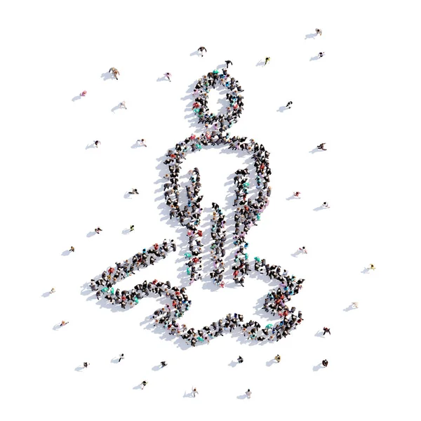 A lot of people form puzzles, business, icon . 3d rendering. — Stock Photo, Image
