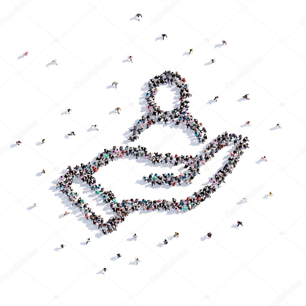 A lot of people form business, idea, icon on a white background. 3d illustration. 3d rendering.