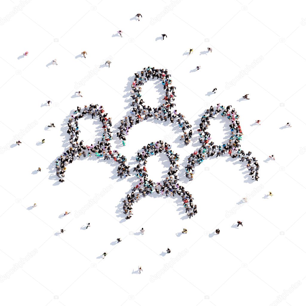 A lot of people form people, business, idea, icon . 3d rendering.