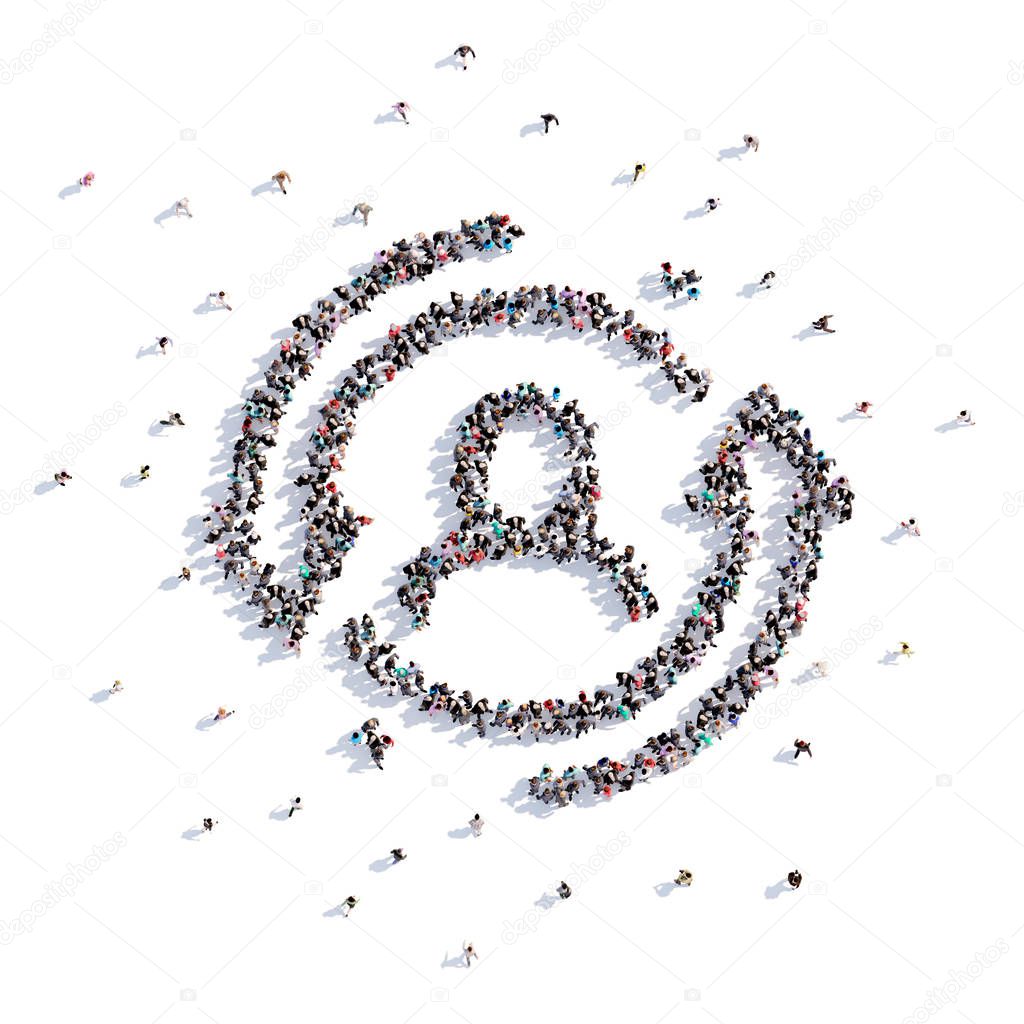 A lot of people form business, idea, icon on a white background. 3d illustration. 3d rendering.