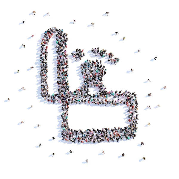 En massa människor bilda ring, bröllop, ikon. 3D-rendering. — Stockfoto