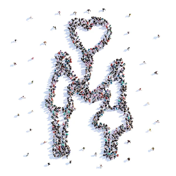 A lot of people form newlyweds, wedding, icon . 3d rendering. — Stock Photo, Image