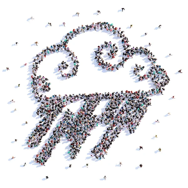 A lot of people form cloud, icon . 3d rendering. — Stock Photo, Image