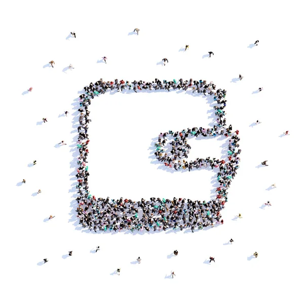 Un sacco di gente forma borsa, icona. rendering 3d . — Foto Stock
