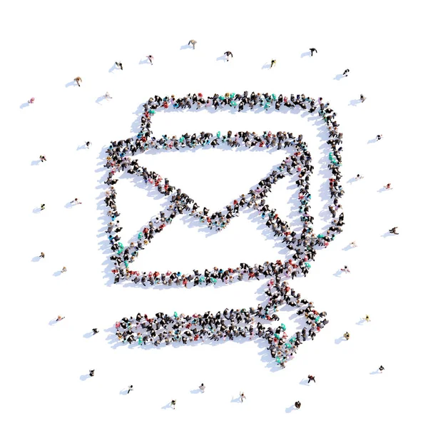 Mucha gente forma el envío de correo, negocio, icono. renderizado 3d . — Foto de Stock