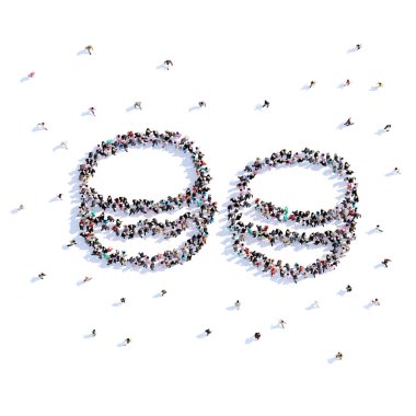 Bir sürü insan form tanımlama bilgisi, kutsal kişilerin resmi. 3D render.