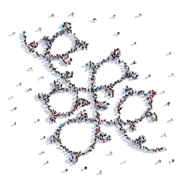A lot of people form christmas, garlands, icon . 3d rendering. — Stock Photo, Image
