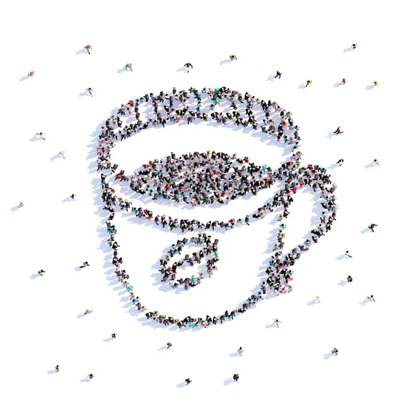 Bir sürü insan formu kahve, kutsal kişilerin resmi. 3D render. — Stok fotoğraf