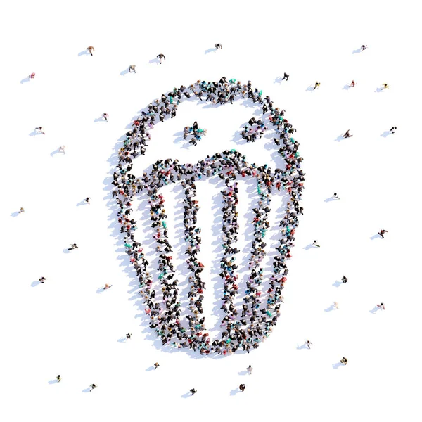 En massa människor form cookie, ikonen. 3D-rendering. — Stockfoto