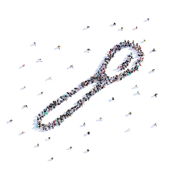 Mucha gente forma una cuchara, icono. renderizado 3d . —  Fotos de Stock