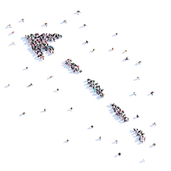 A lot of people form arrow, direction, icon . 3d rendering. — Stock Photo, Image