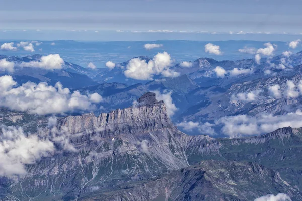 Letecký Pohled Zimní Krajiny Horské Alpské — Stock fotografie