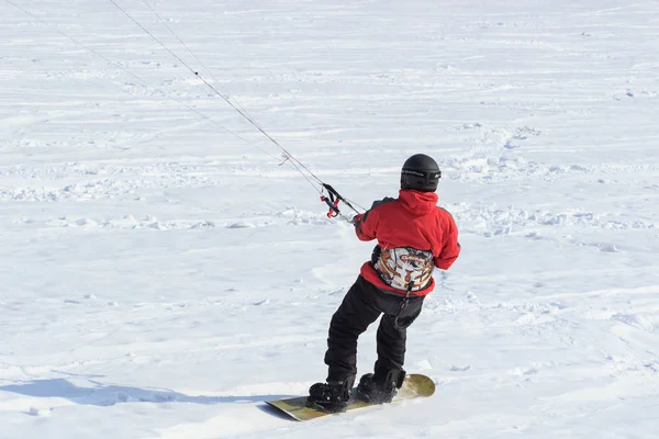 Geroimovka Ukraine March 2018 Frosty Morning Man Engaged Winter Kiting — Stock Photo, Image