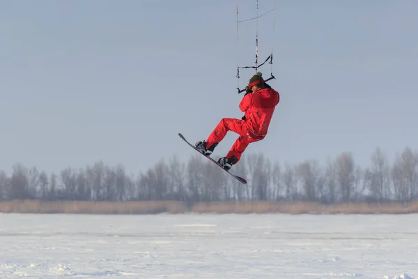 Geroimowka Ukraine März 2018 Frostiger Morgen Roter Mann Beschäftigt Sich — Stockfoto