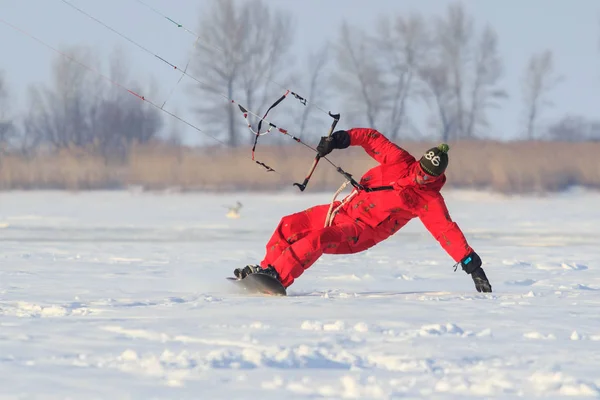 Geroimowka Ukraine März 2018 Frostiger Morgen Roter Mann Beschäftigt Sich — Stockfoto