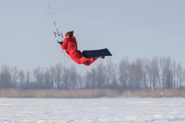 Geroimowka Ukraine März 2018 Frostiger Morgen Roter Mann Beschäftigt Sich — Stockfoto