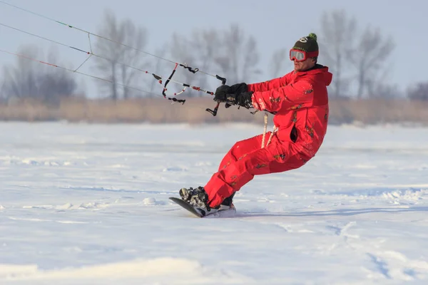 Geroimowka Ukraine März 2018 Frostiger Morgen Roter Mann Beschäftigt Sich — Stockfoto