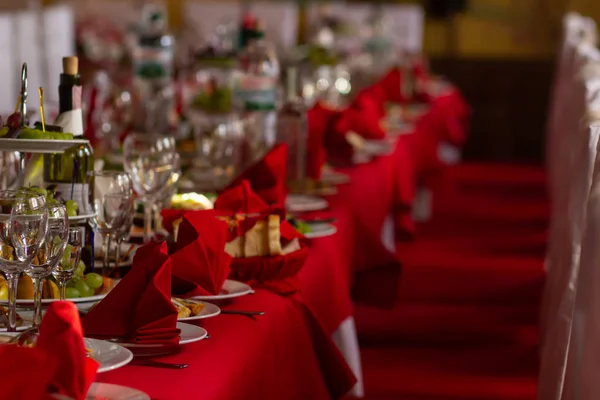 Served Holiday Table Red Stock Image