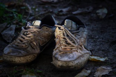 Eski spor ayakkabı Bahçe, portre resmi için stand