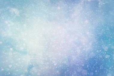 Soyut Mavi bokeh arka plan defocused. Kış kar ile.