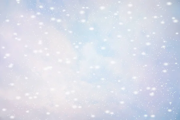 Intreepupil Abstract Blue Bokeh Achtergrond Winter Met Sneeuw — Stockfoto