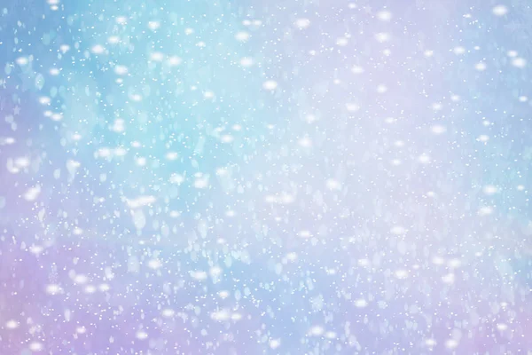 Abstrakcja Niebieski Bokeh Rozmyte Tło Zima Śnieg — Zdjęcie stockowe