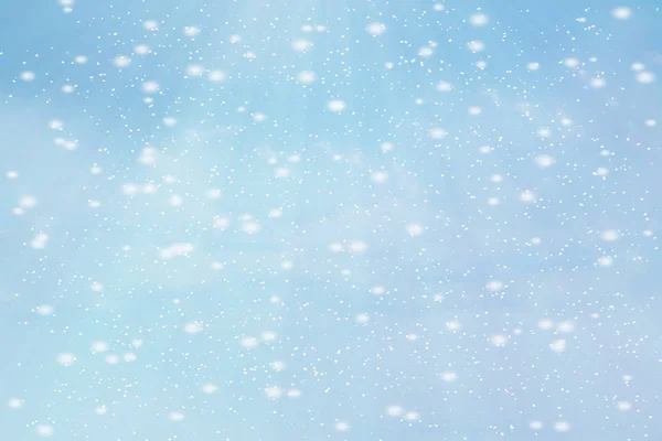 Astratto Blu Bokeh Sfondo Sfocato Inverno Con Neve — Foto Stock