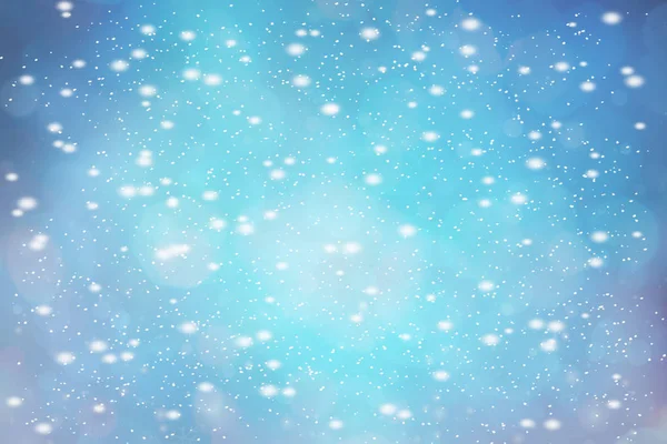 Abstrakte Blaue Bokeh Defokussiert Hintergrund Winter Mit Schnee — Stockfoto