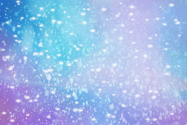 Resumo Fundo Desfocado Azul Bokeh Inverno Com Neve — Fotografia de Stock