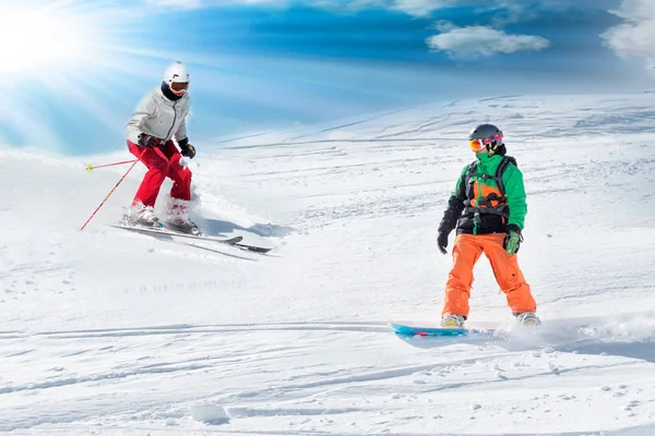 Människor Snowboard Vinter Sport Vänskap Koncept — Stockfoto