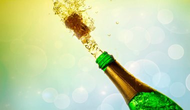 Şampanya mantar başarı iş, başarılı bir fikir simgeleyen haşhaş.