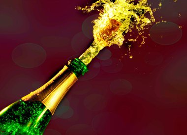 Şampanya patlama yakın çekim. Kutlama teması