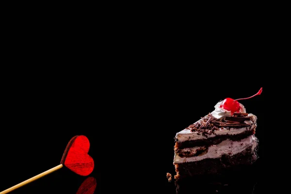 Метет Сердце Дню Святого Валентина Черном Фоне — стоковое фото