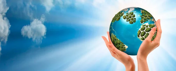 Prachtig Conceptuele Symbool Van Earth Globe Met Multiraciale Menselijke Handen — Stockfoto