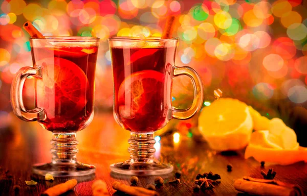 Mulled Wine Cinnamon Sticks Orange — Stock Photo, Image