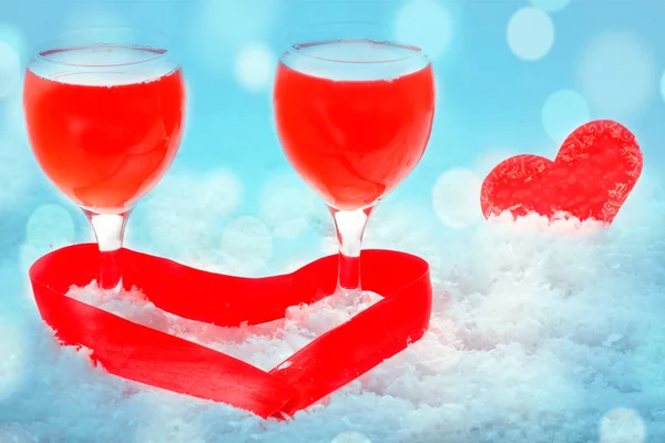 Glasses Red Wine Valentine Day — Stock Photo, Image