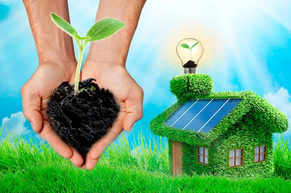 Koncept Energie Obnovitelných Zdrojů Zelená Planeta — Stock fotografie