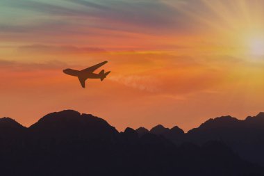 Silhouette, Airplane in the sky