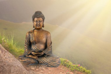 Buda heykel bir zen bahçesi