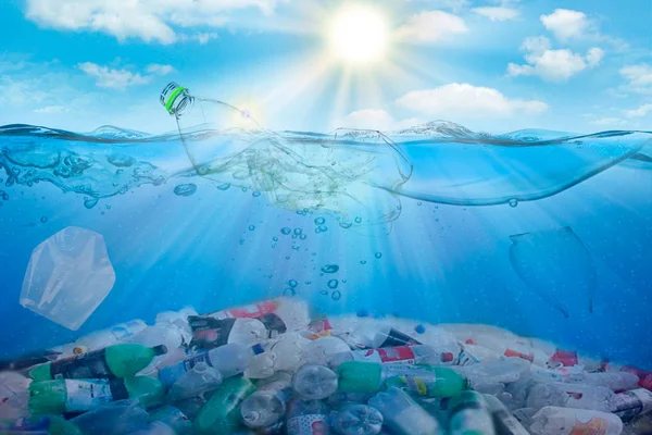 Забруднення Води Навколишнього Середовища Концепція Пластикової Екології — стокове фото