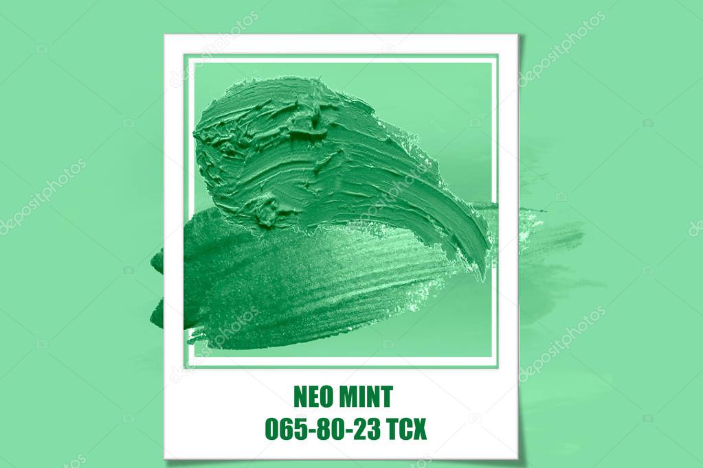 brush and paint texture on paper neo mint. Color of the year 2020. neomint.