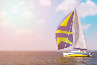 Güzel yat tekne yarışı takım kimliği belirsiz için eğitim tam yayılmaya,