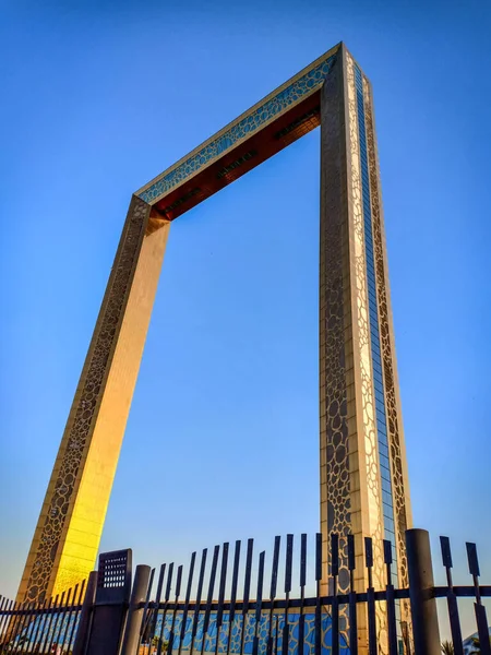 Dubaï Cadre Sur Architecture Des Bâtiments Temporaires Eau — Photo