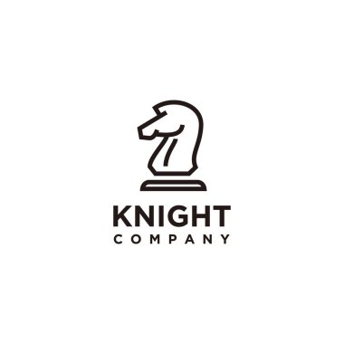 Kara Satranç Şövalyesi Aygır siluet logo tasarımı