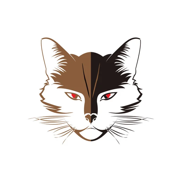 Tête Chat Sur Fond Blanc — Image vectorielle