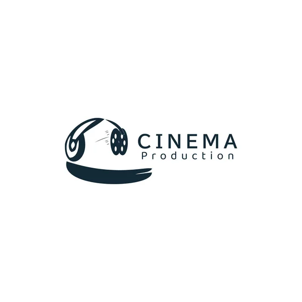 Filmstrip Cintas Rollo Con Auriculares Cine Película Video Logo Design — Archivo Imágenes Vectoriales