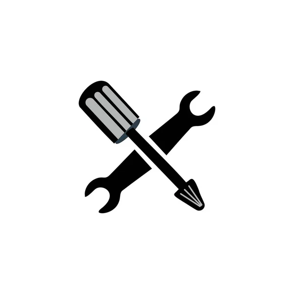 Wrench Schroevendraaier Gereedschap Pictogram Geïsoleerd Witte Achtergrond — Stockvector